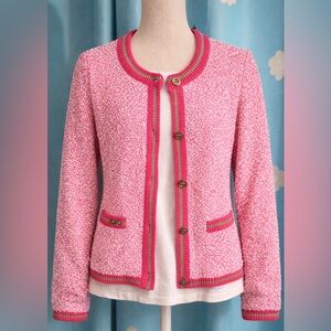 Lilly Pulitzer pink sparkle cardigan sweater-L- size down recommended